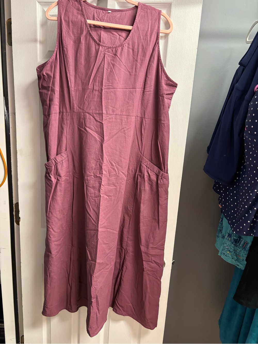 Sleeveless Mauve Lightweight Linen Like Dress - Picture 2 of 4